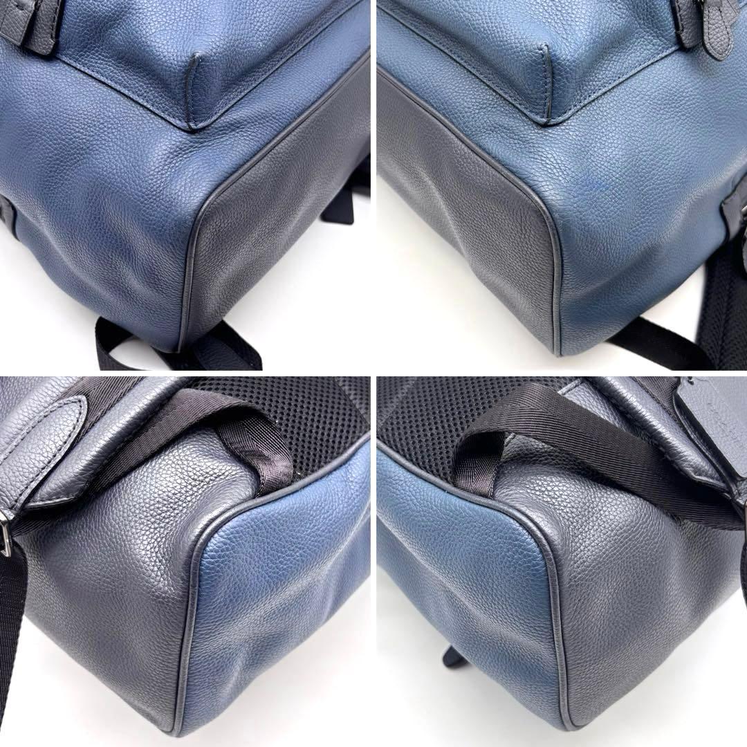 ✨極美品✨コーチ　アカデミー　バックパック　2室　ペプルレザー　ブルー　大容量