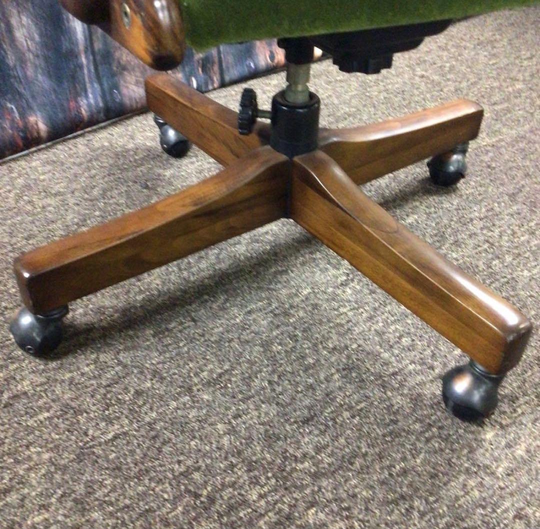 カリモク コロニアル デスクチェア モスグリーン オールドカリモク