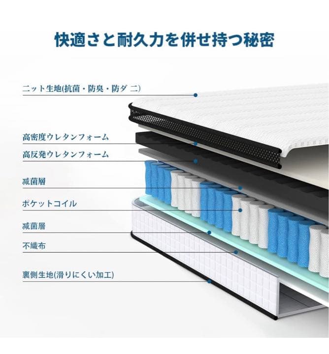 最高品質！高級マットレス！シングルベッド