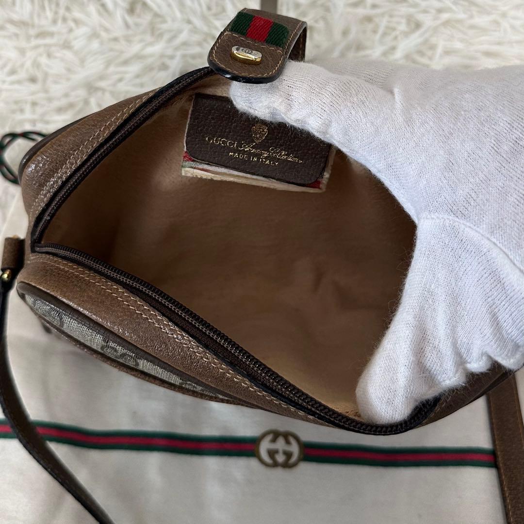 希少 紙タグ 袋付 グッチ GG 金具 レザー ショルダーバッグ シェリーライン