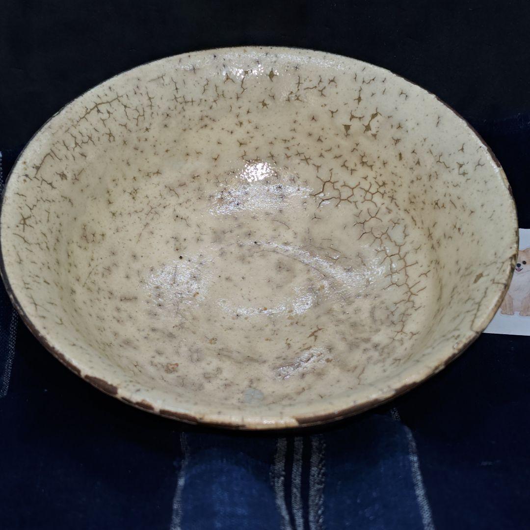 李朝、粉引茶碗(合せ箱、藍染包み古布付)