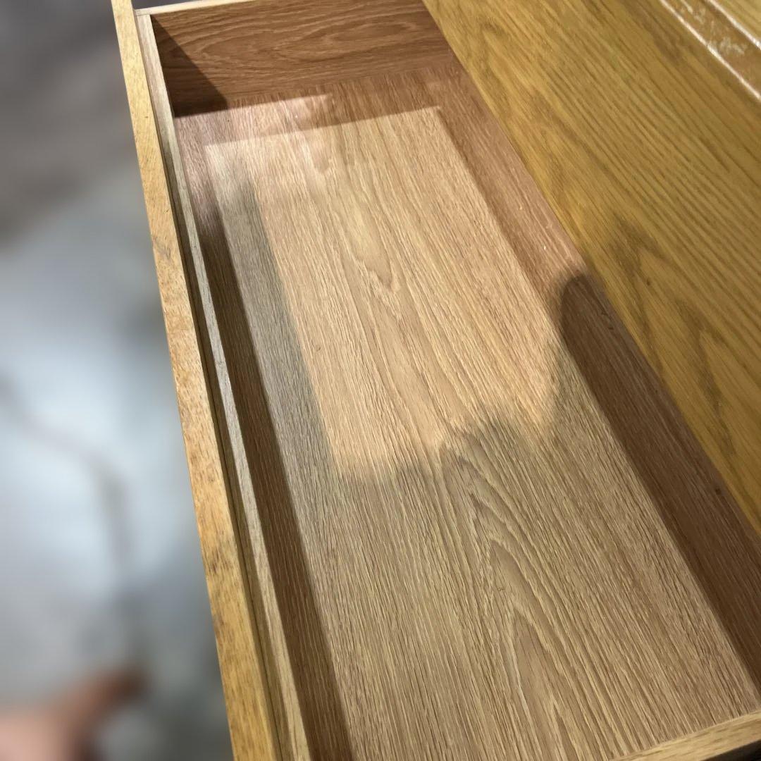 【無印良品】ユニットシェルフ◆ガラス引き戸◇2段引出し◆オーク材