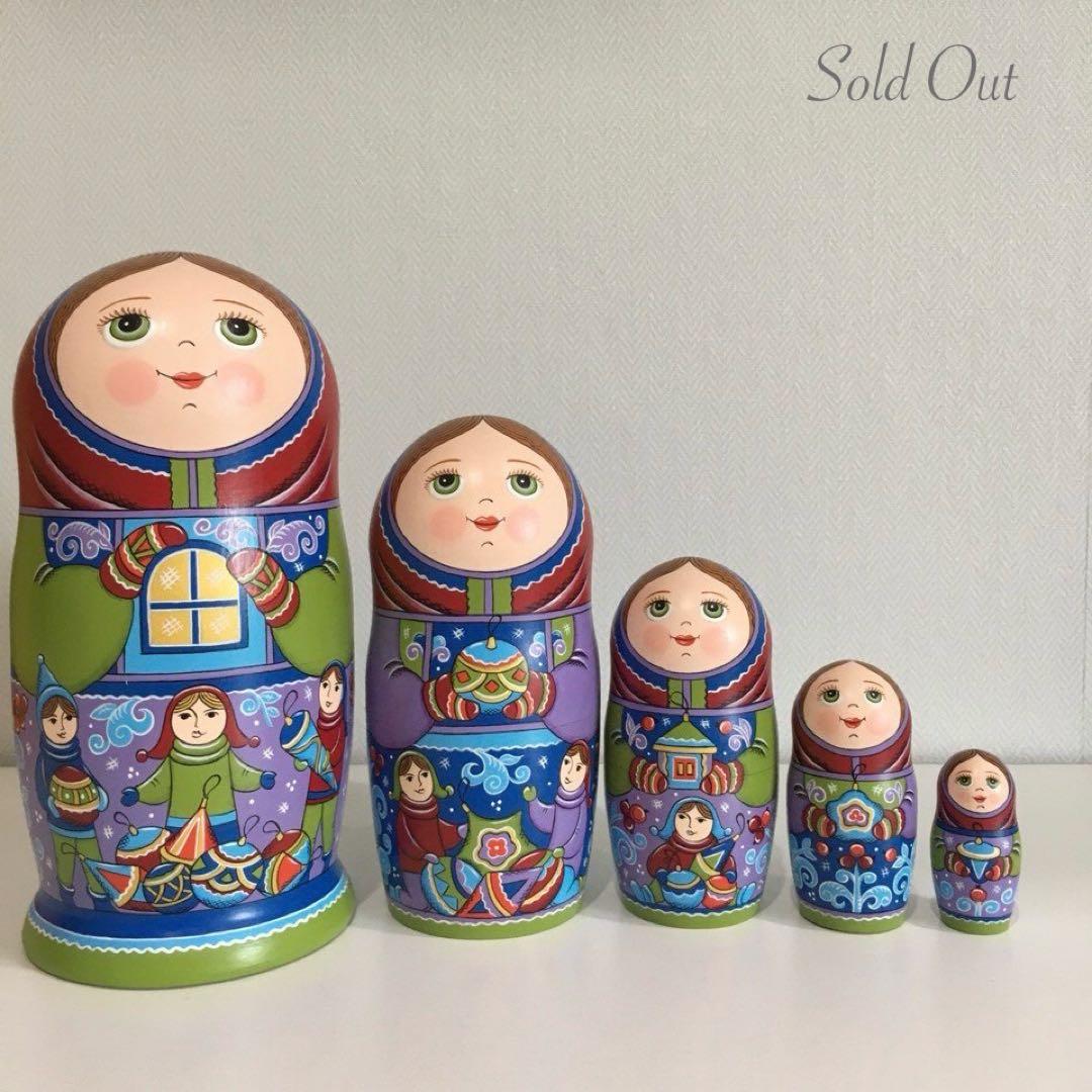 【30ロシア雑貨☆マトリョーシカ『Russian Winter』5Pオリガ作