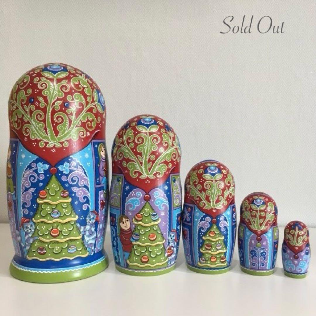 【30ロシア雑貨☆マトリョーシカ『Russian Winter』5Pオリガ作