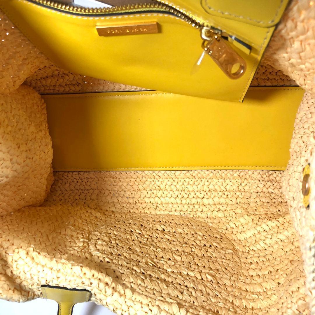 Tory Burch Ella かごバッグ トート ストローレザー イエロー