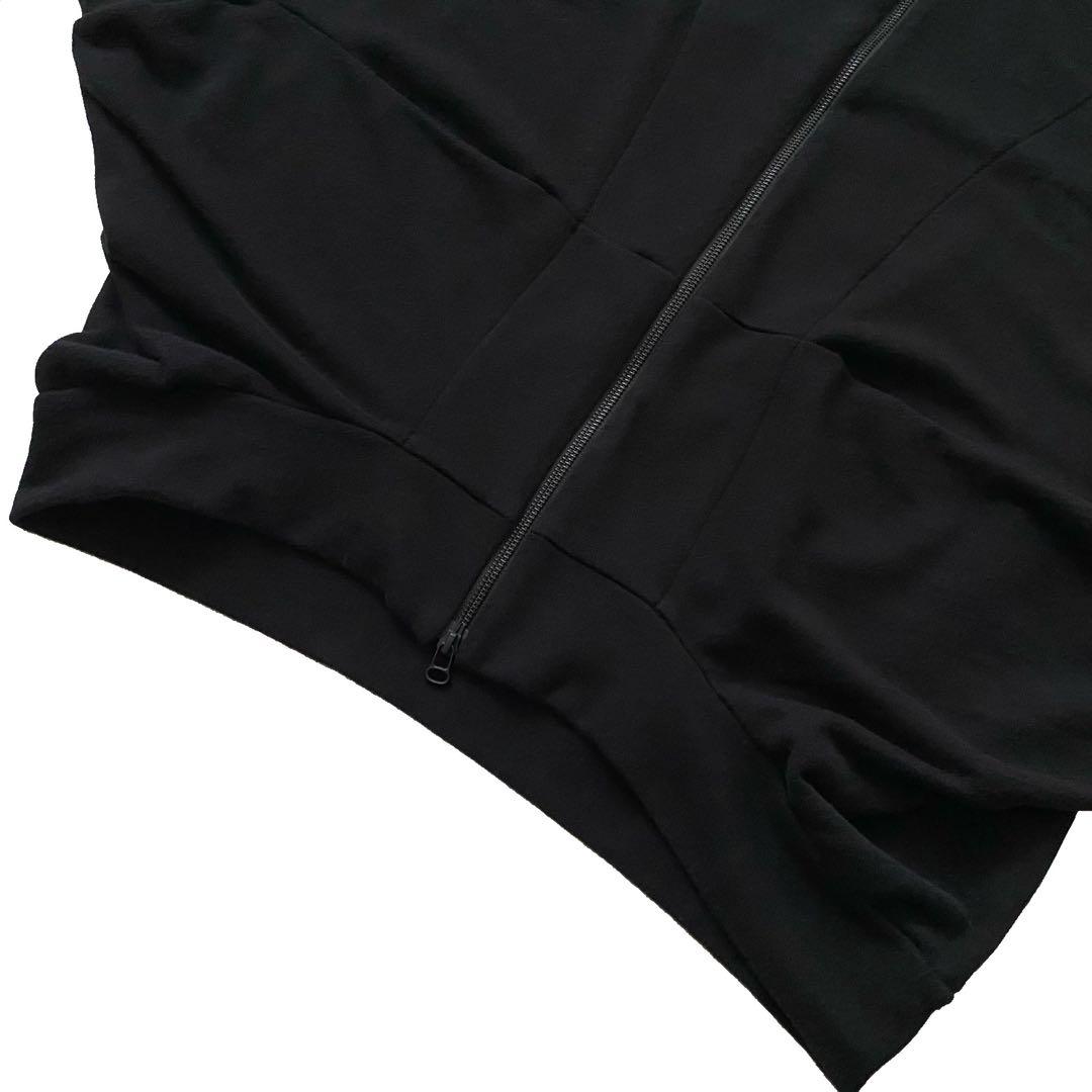 美品 Y's ワイズ ダブルジップ スウェット ポンチョ 羽織り 2 黒