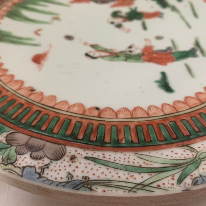康熈年製　唐子絵　絵皿　唐子文皿　唐子文盤　粉彩　五彩　三彩　オブジェ