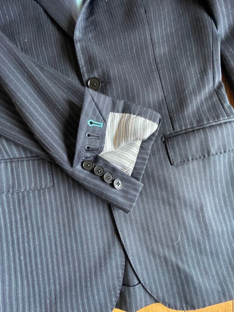 【美品】バーバリーブラックレーベル 3ピーススーツ 紺 38R 本切羽