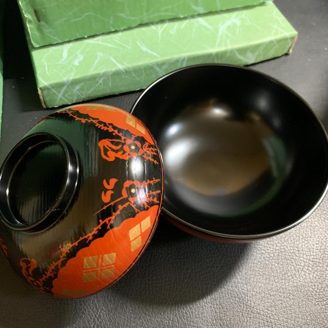 未使用　黒刷毛目松葉　懐石揃10客(懐石膳/椀/盃/杓子/盆/他)