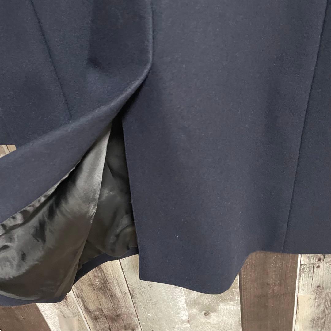 セオリー　Theory　ウールコート　羊毛　カシミヤ　比翼　ネイビー　ロング