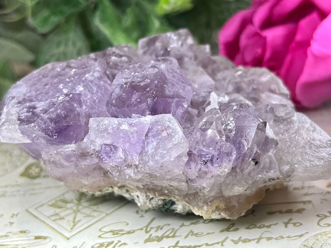 エッチドクォーツ　涅槃水晶　アメジスト　クラスター　原石　蝕像　紫水晶