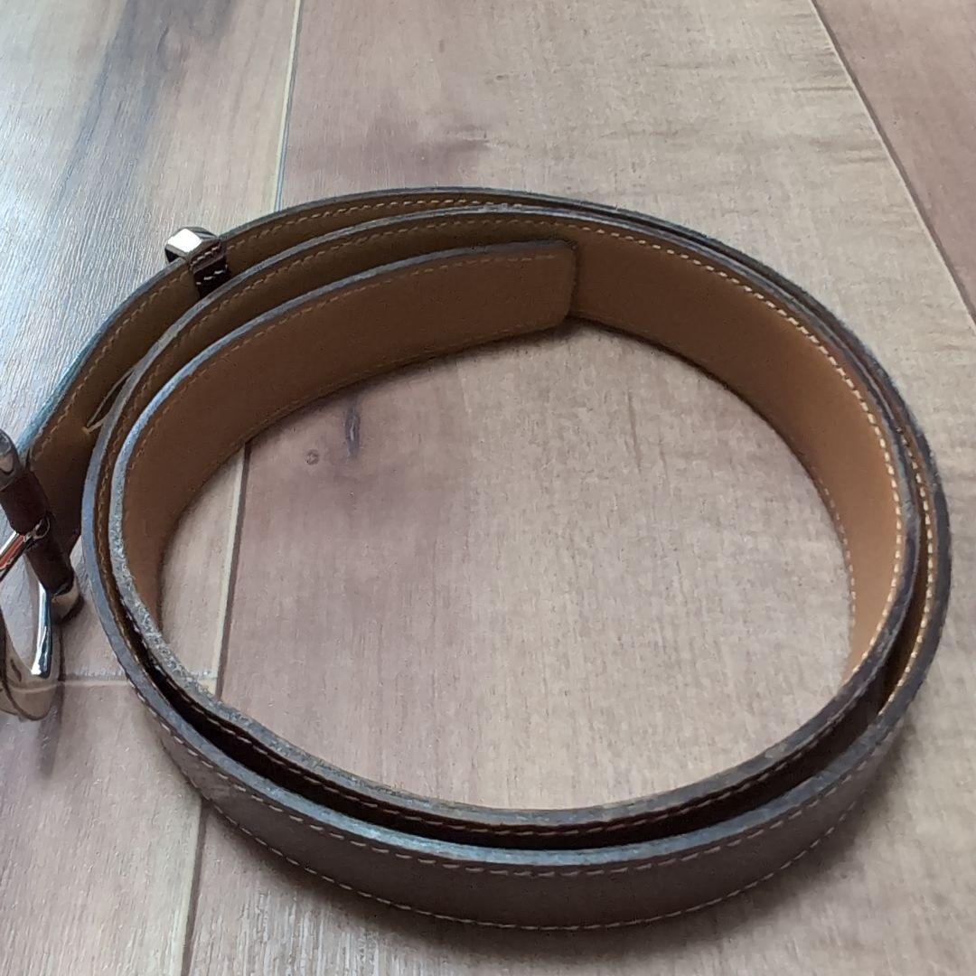 HERMES　ブラウンレザーベルト ステッチ入り