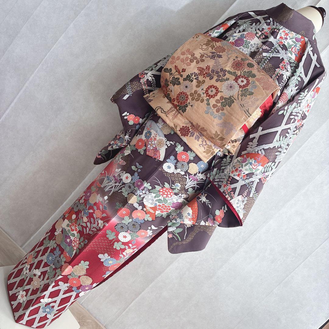 付け下げ　小紋　フルセット　着物　トールサイズ　正絹　訪問着　鮮やか美　J1