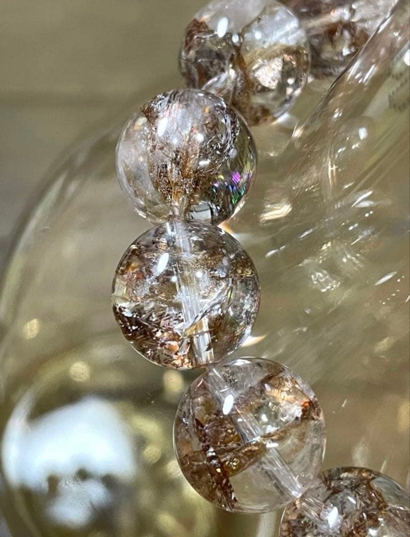 【高品質・希少】錦鯉金箔水晶 虹入 ファイアークォーツ天然石 オーロラ11.5㍉