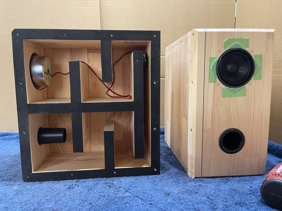 Wバスレフバックロード8cmユニット搭載 自作スピーカー