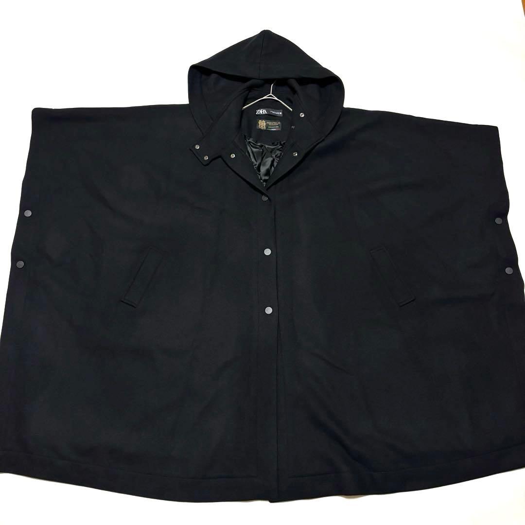 美品✨ZARA MANTECO ポンチョコート ブラック フード付き M
