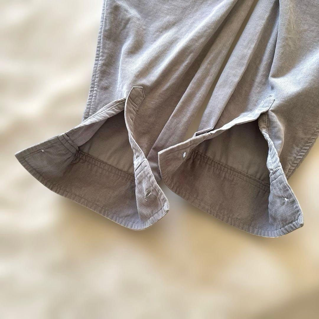 HUIS ハウス 遠州織物 みじんコール ロング シャツ グレー ゆったり