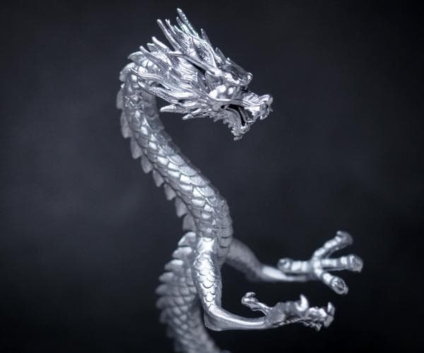 ドラゴン タイガーアイ丸玉付き ３体セット 高さ15cm 龍の置物 竜 風水