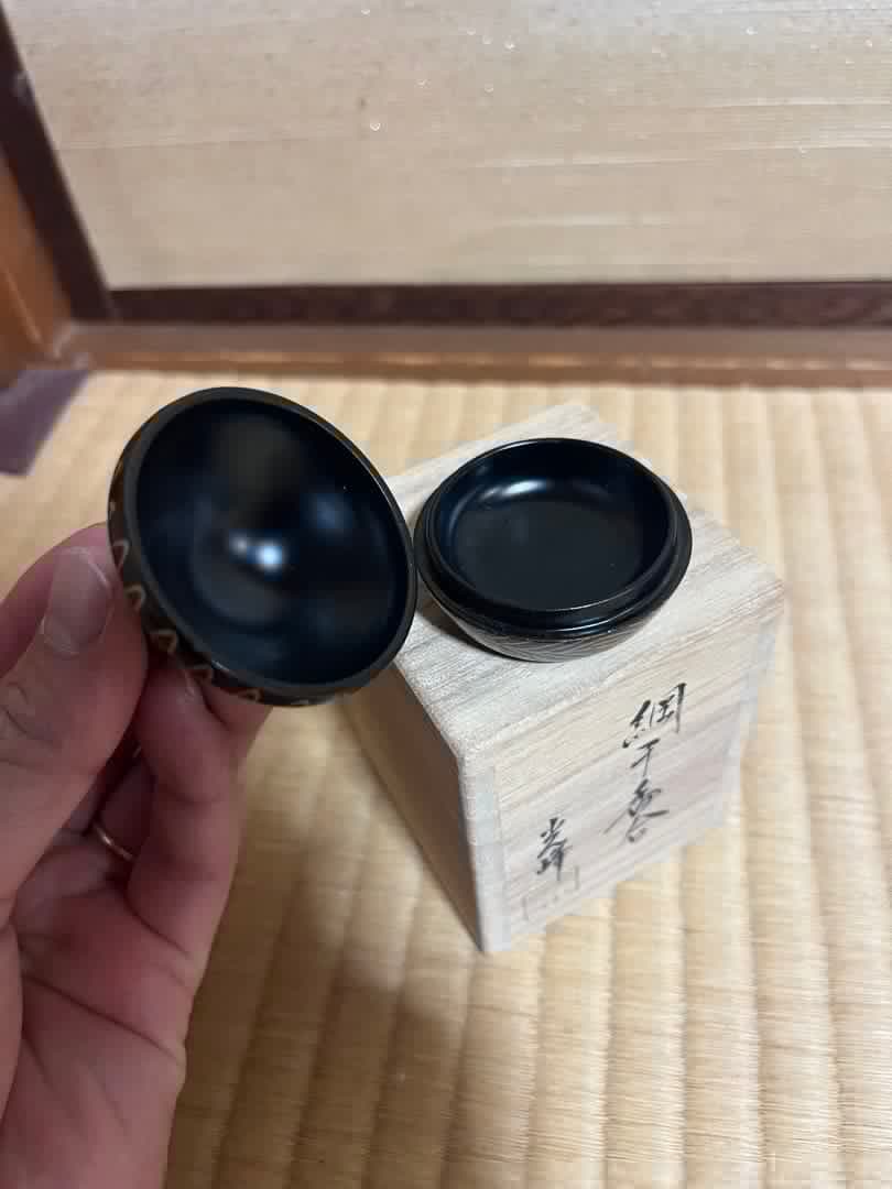 黒漆金蒔絵 香合 茶道具 Kogo Lacquer