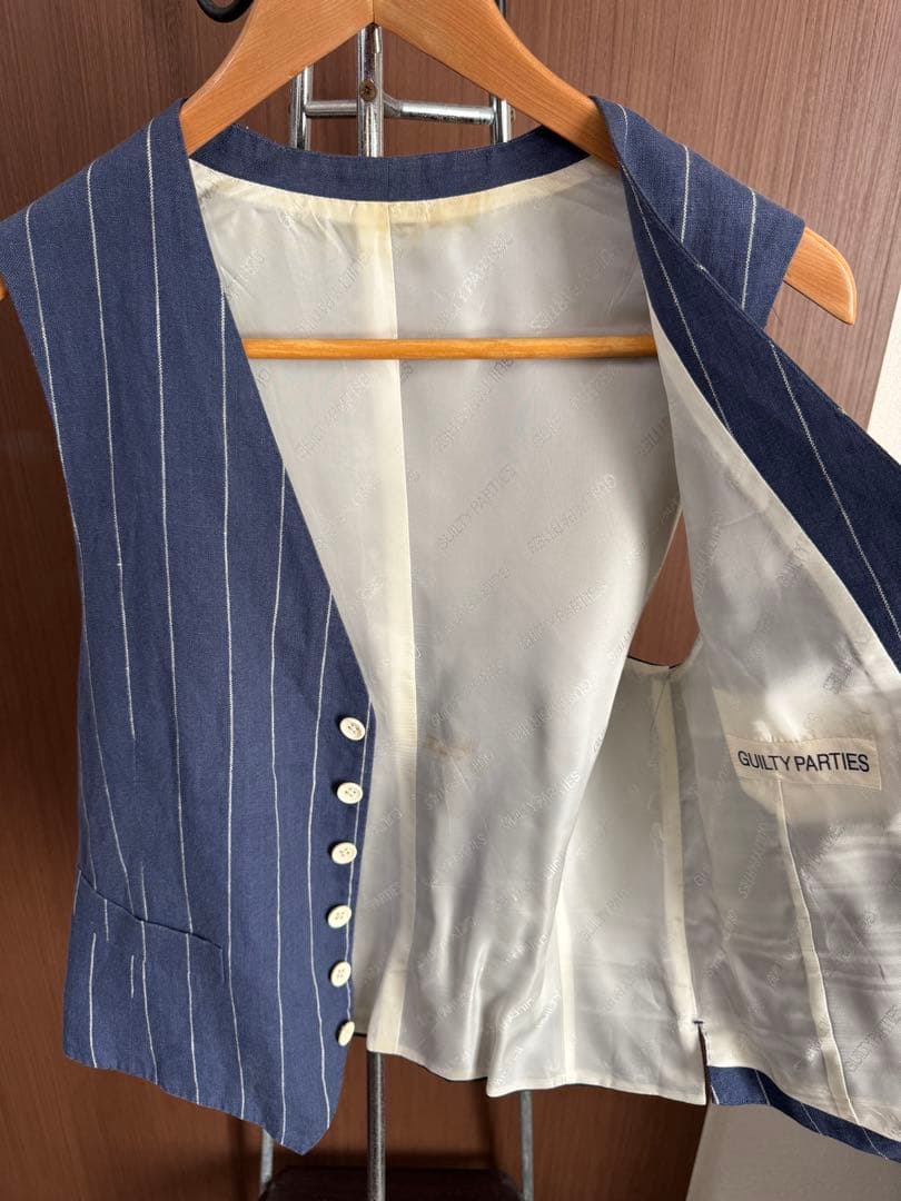 ワコマリア ネイビー ストライプ スーツ　3ピース　セットアップ