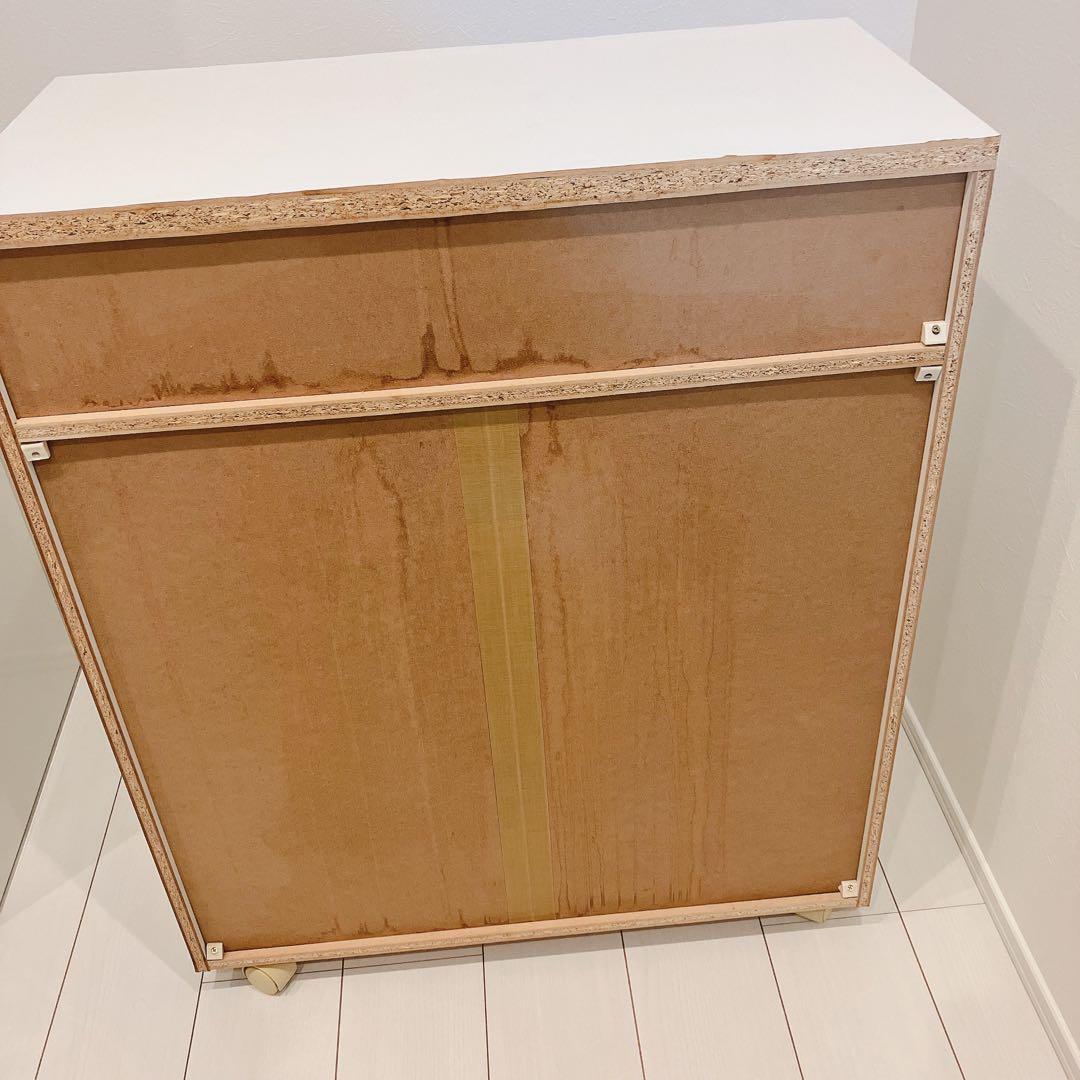 完成品 ニトリ 分別ペール付きキッチンボード ゴミ箱 ペールカウンター ホワイト