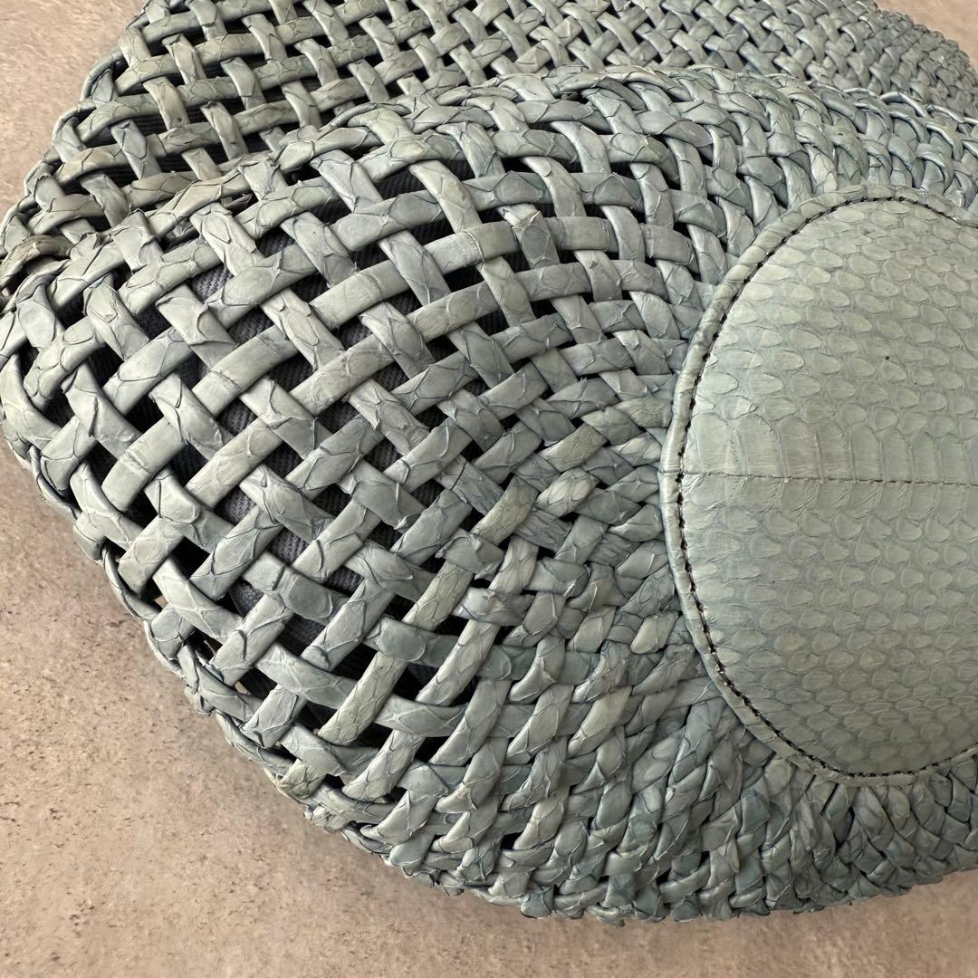 【定価3万】銀座ヨシノヤ パイソンレザー イントレチャートバッグ メッシュ 蛇革