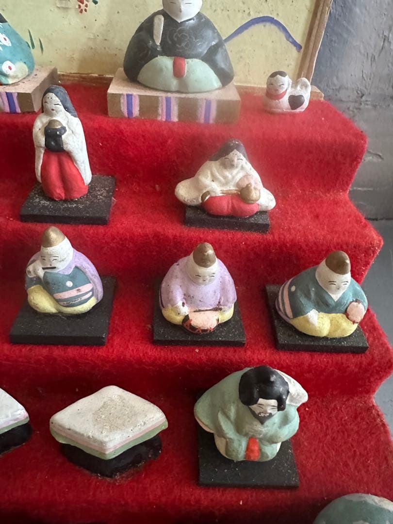 希少品❣️可愛すぎる❣️ヴィンテージ土人形　雛人形段飾りミニチュア