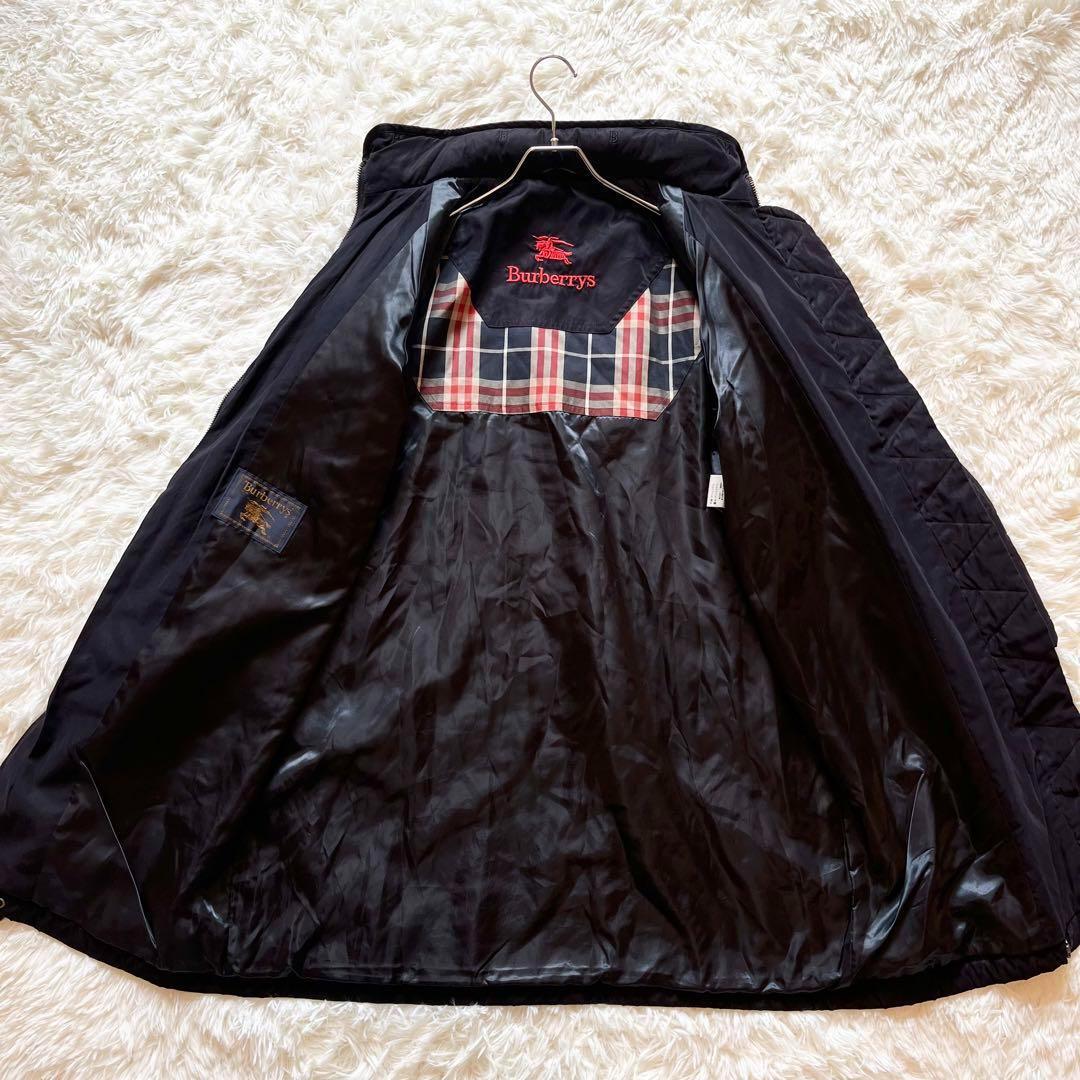 希少✨BURBERRY　バーバリー　ロングコート　裏チェック　ロゴ刺繍　ブラック