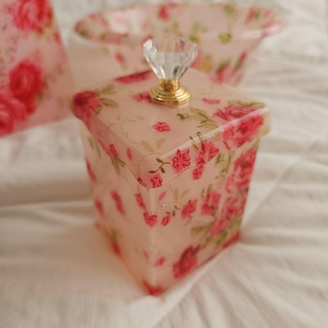 薔薇柄 ローズ 姫系 パシフィックゴールド テッシュケース レース ピンク