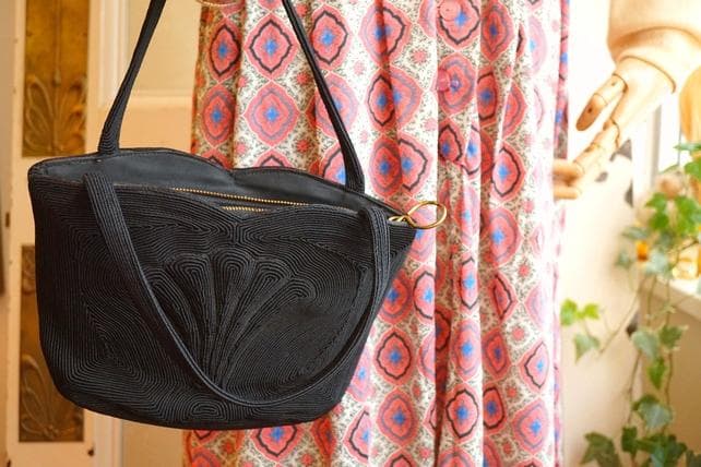 USA 1940's SILK CORD BAG SHELL アンティークバッグ