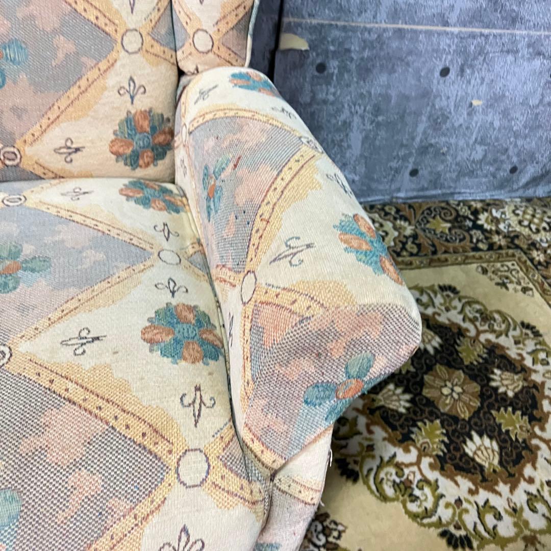 ꧁クラシック家具꧂1人掛けソファ アームソファ アンティーク 王宮 パッチワーク