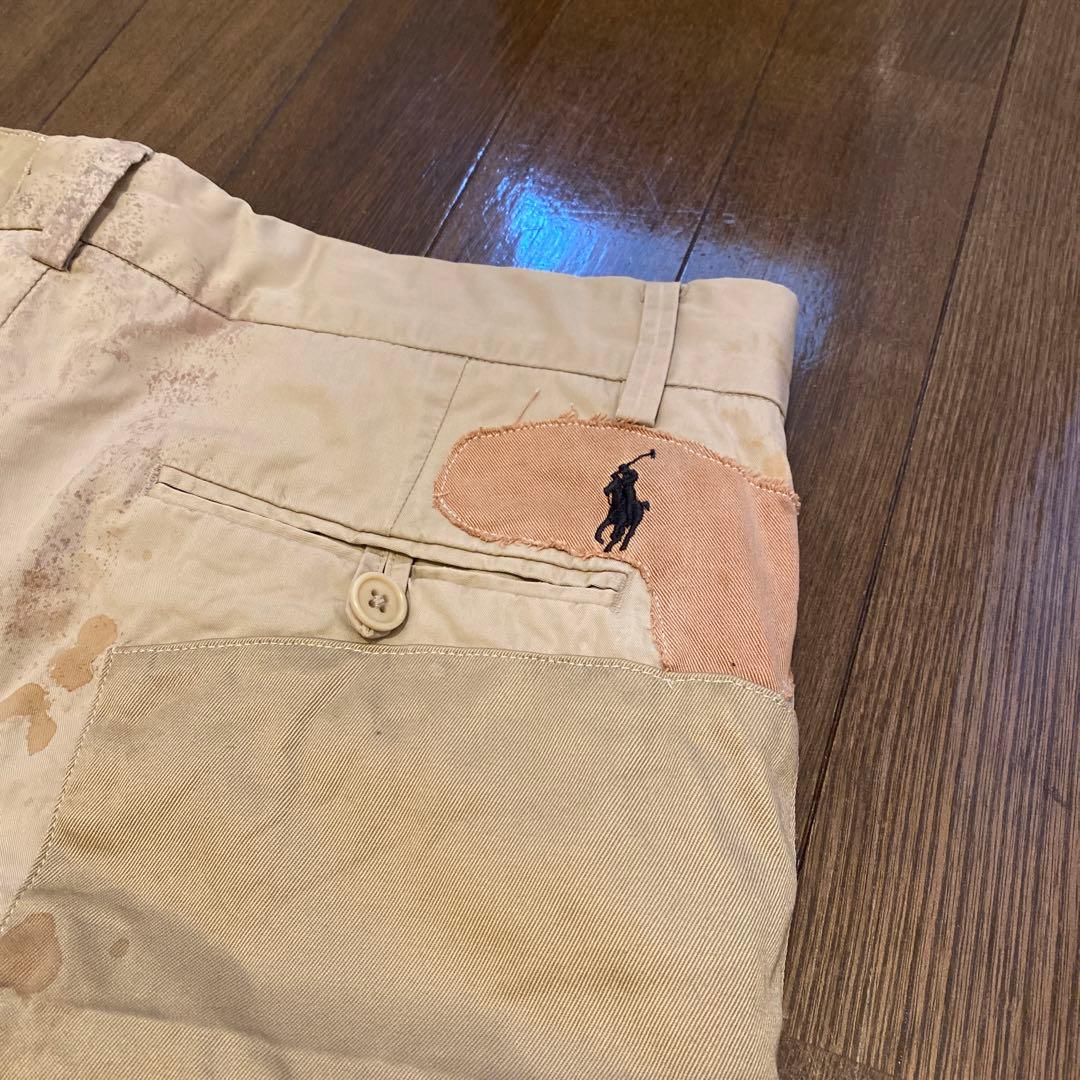 Polo by Ralph Lauren ダブルニー チノパン 刺繍ロゴ 襤褸