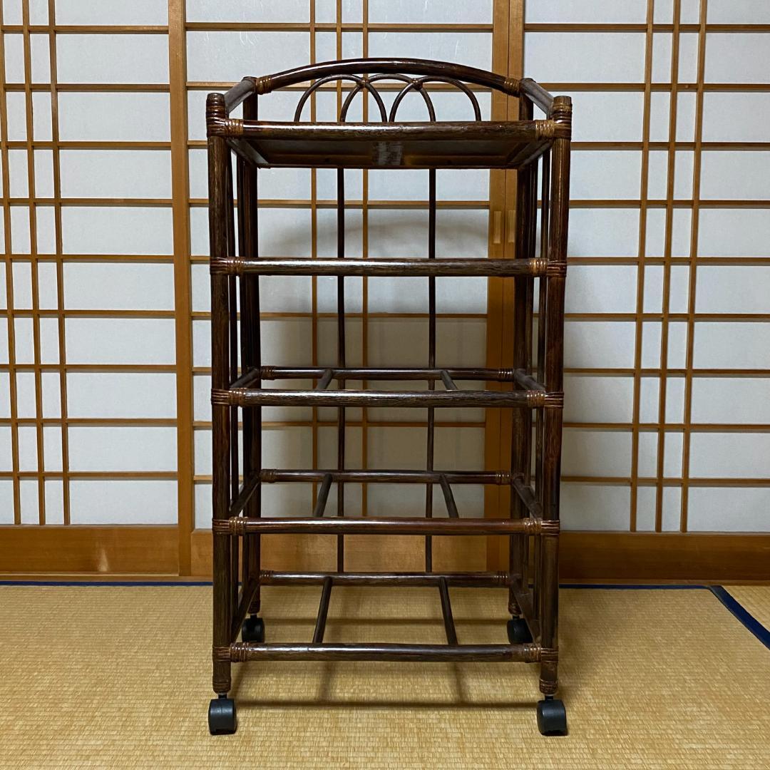 ラタン 籐 棚 チェスト 4段 籠 W50cm D35.5cm H102cm