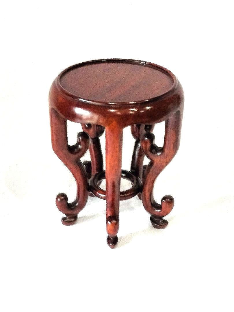 ❤【新品・未使用品含】盆栽卓　3個セット唐木 天然木 円式五足 花台 盆栽台