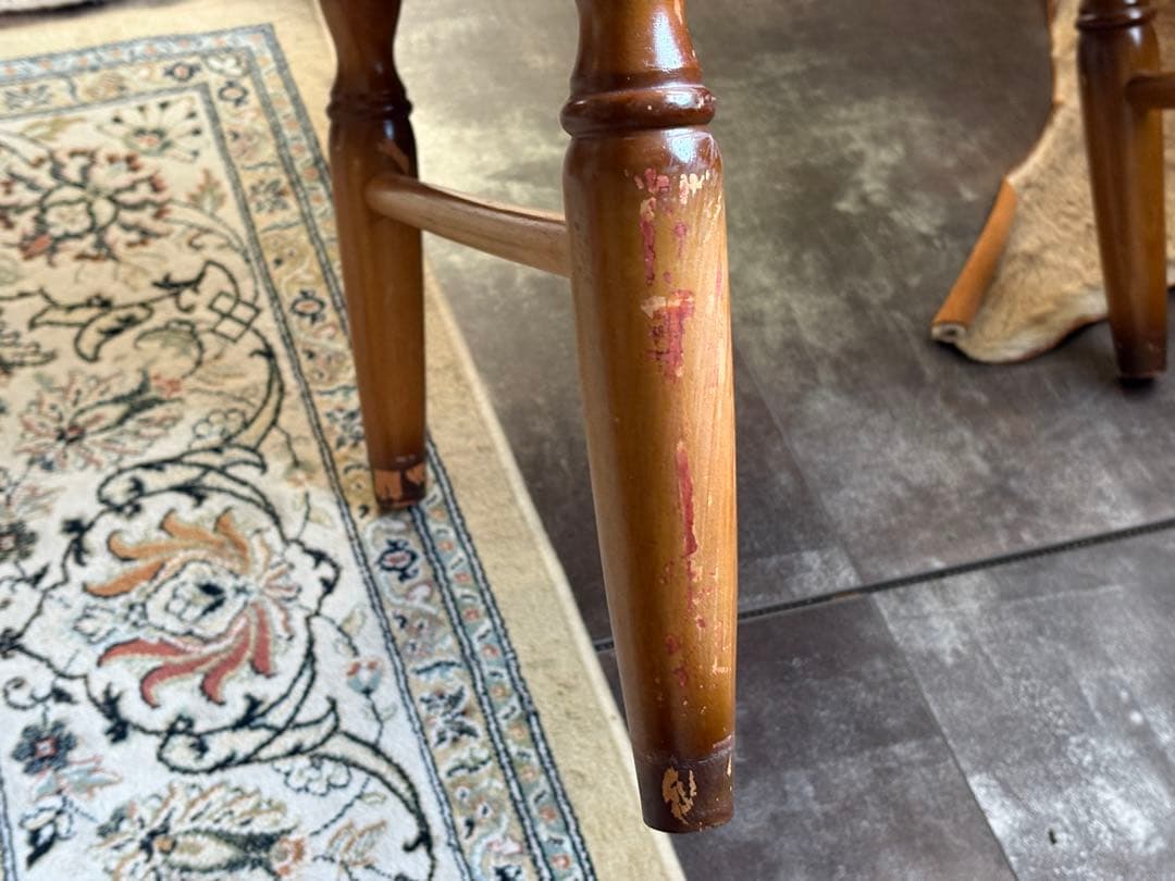 希少　レトロ　ヴィンテージ　ビンテージ　花柄座面　スポークチェア　2脚　IZ