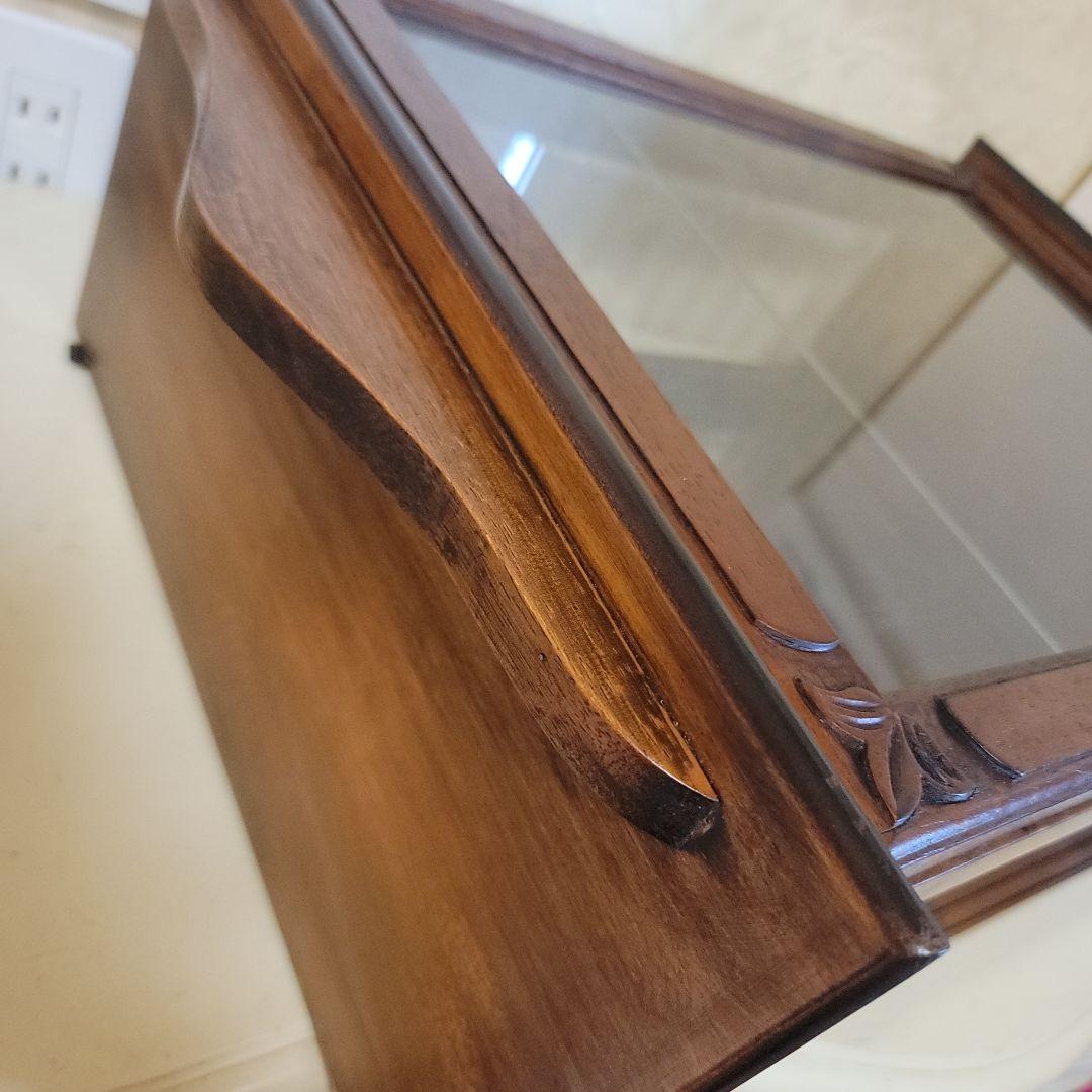 木製ガラスキャビネット　ガラス板1枚　ヴィンテージ