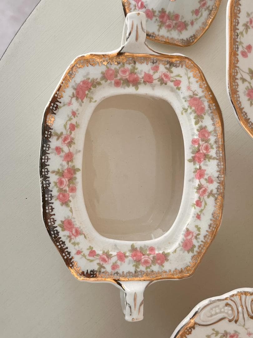 【アルフレッド・ミーキン】小さなピンクのフローラル　大・小ボウル&小物入れセット