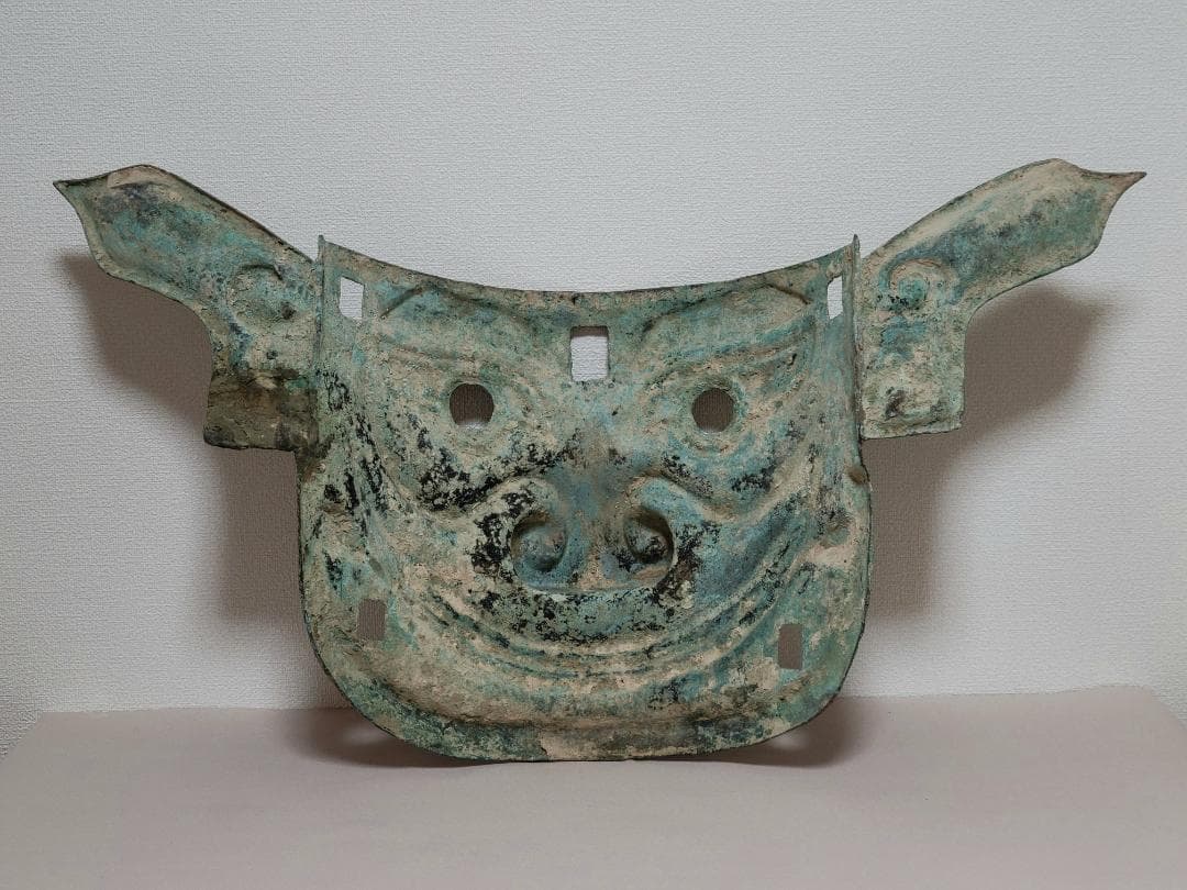 青銅製大型 仮面 神具 夏 商 周時代 横幅約88cm