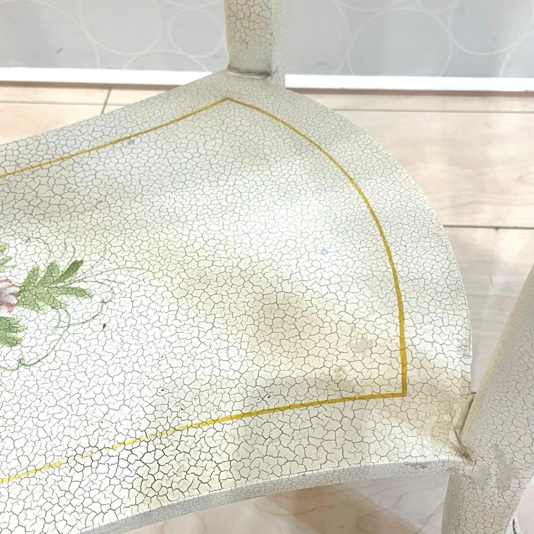 【希少】アンティーク調 フラワーペイント 猫脚サイドテーブル 引き出し付 北欧