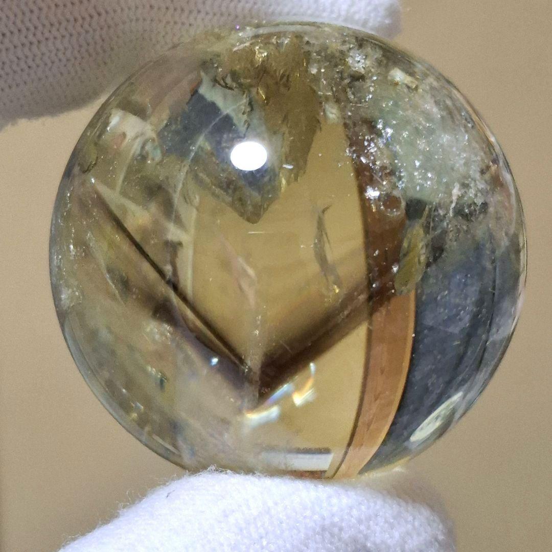 天然石✨️シトリン　スフィア✨️透明感良虹ありファントムあり台座付き