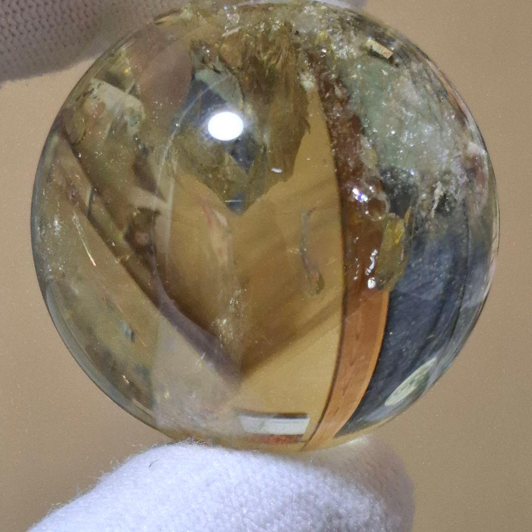 天然石✨️シトリン　スフィア✨️透明感良虹ありファントムあり台座付き