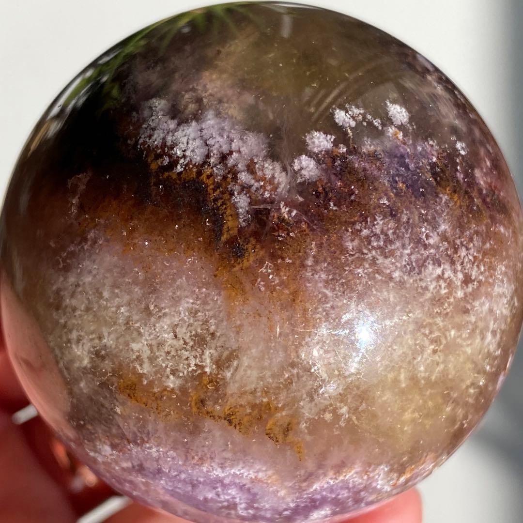 【 天然石　オーラライト 23 フローライト 共生 スフィア 丸玉 】