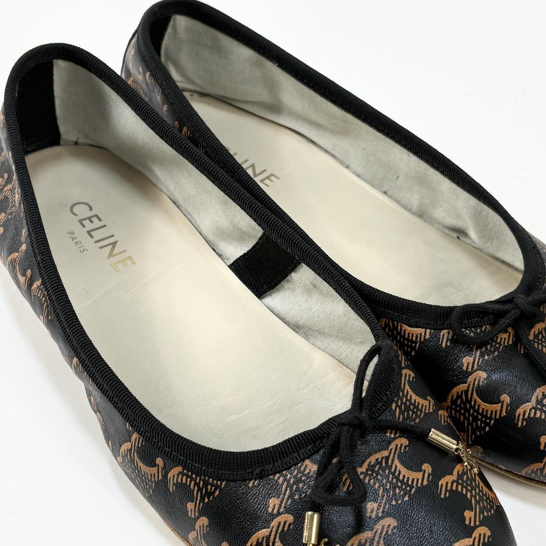 美品 CELINE バレリーナ / トリオンフ&レース プリント 37 シューズ
