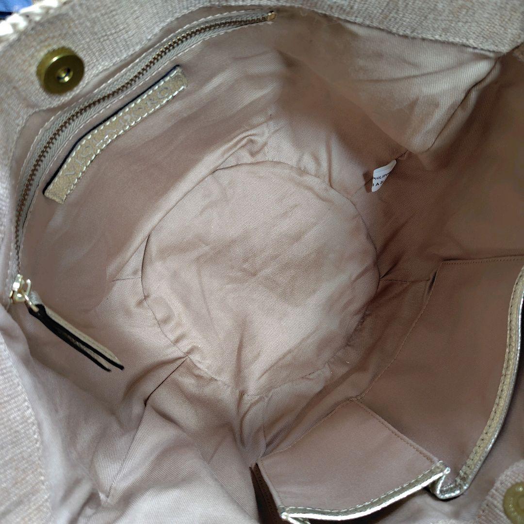 美品　ヴィオラドーロ ラフィアトートバッグ　カゴバッグ　牛革タッセル　保存袋