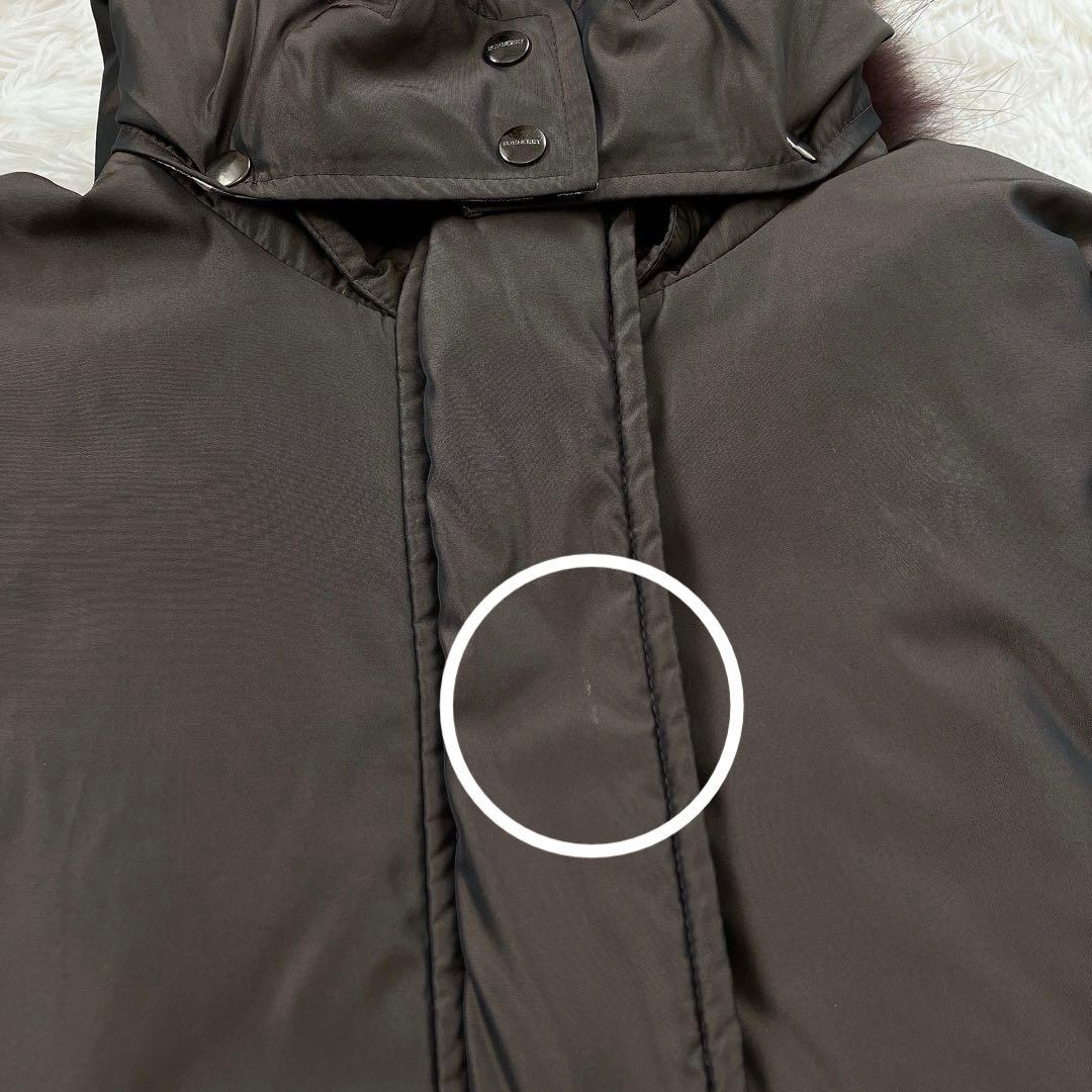 希少　バーバリーロンドン　モッズコート　ノバチェック　リアルファー　ダウン