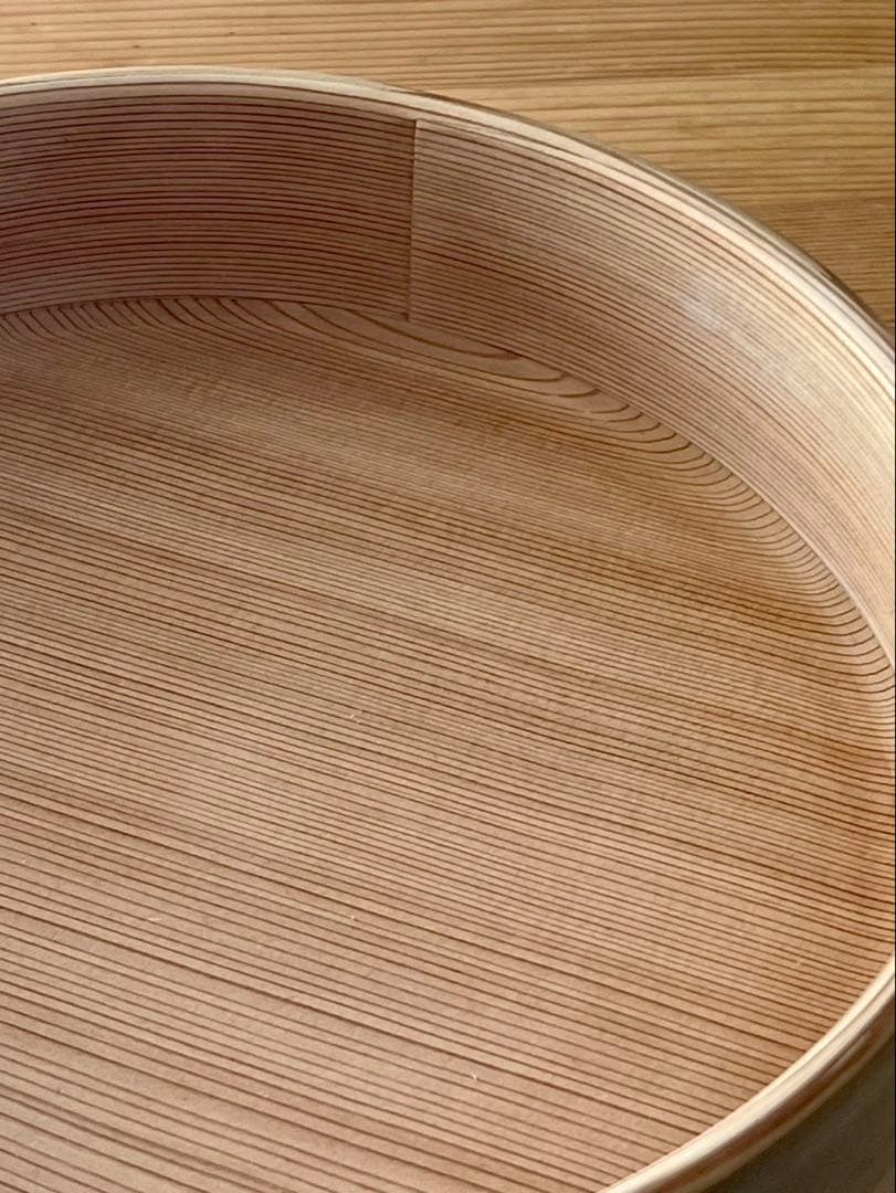 柴田慶信商店　秋田杉　曲げわっぱ　 無塗装　白木　飯切 おひつ　ハ寸　二段重