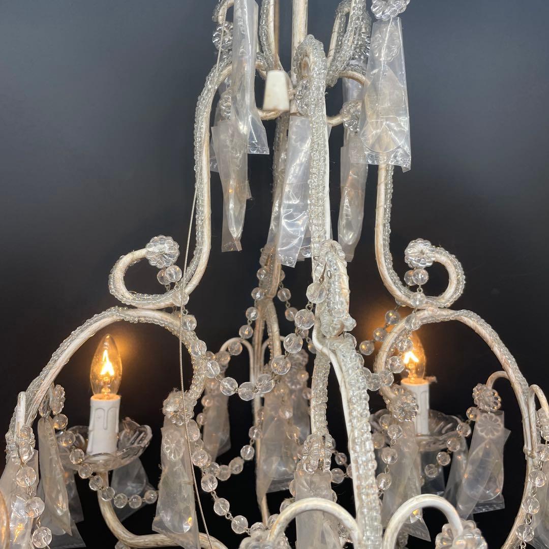 新品未使用　シャンデリア　アンティーク　ヴィンテージ　ゴールド　ホワイト