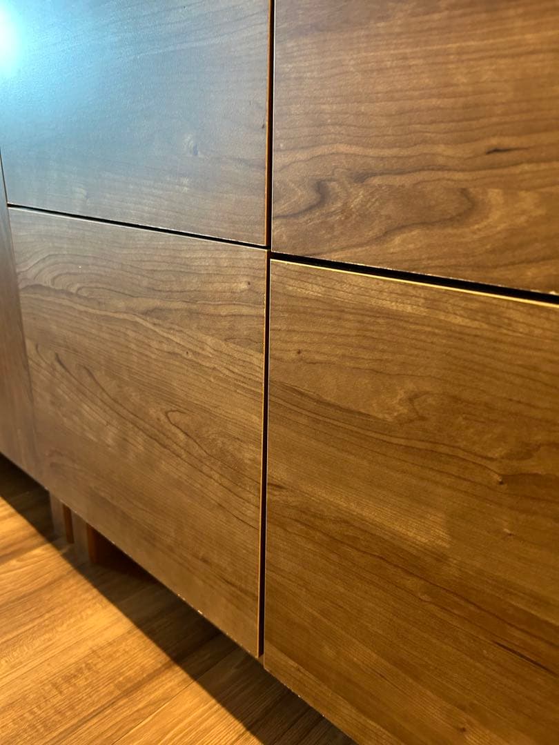 【日本製】キャビネット 幅110cm 木製 扉付き 本棚 収納棚　組立済み