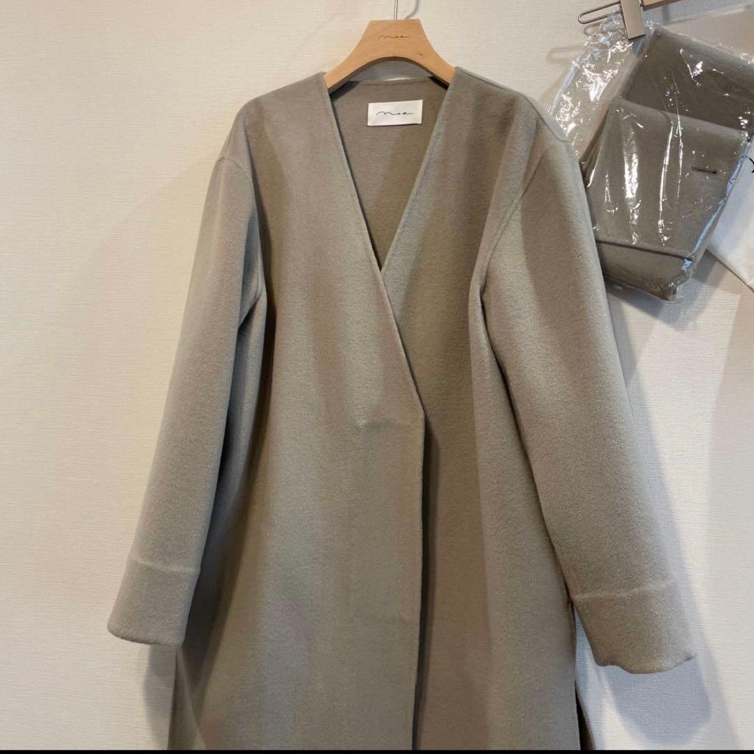 【 Na.e 美品 】ナエ ノーカラーコート ノーカラーマフラーコート