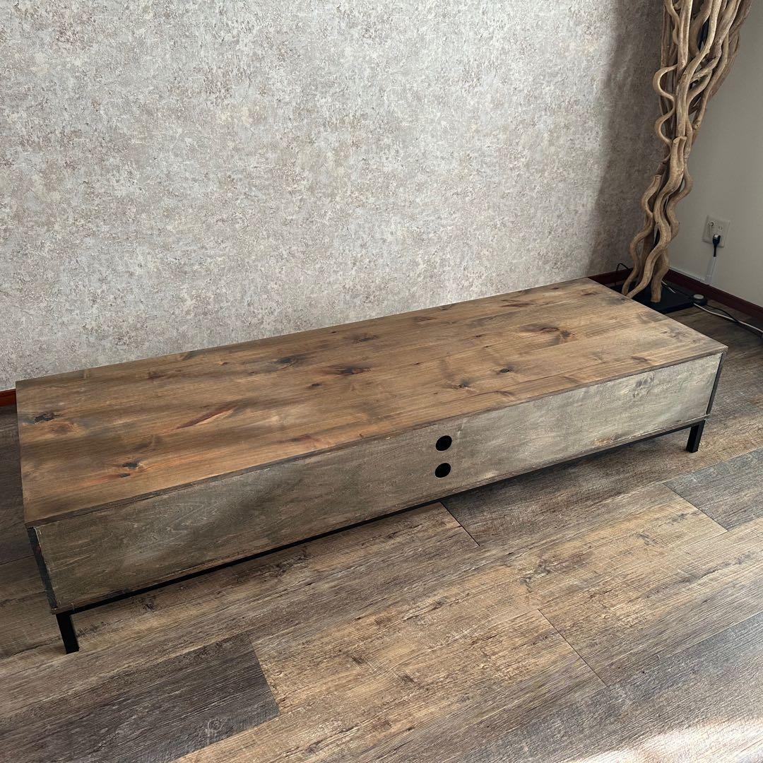 美品 天然木 オーダー TVボード 幅180cm　古材風